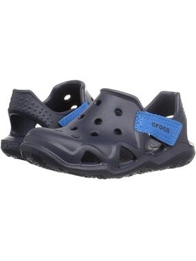 Size 11💙 CROCS Kids Swiftwater Wave Clogs Velcro Closure